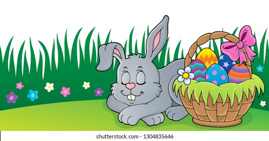 Sleeping Easter bunny theme image 2 - eps10 vector illustration.