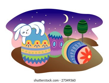 Sleeping easter rabbit
