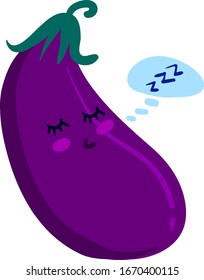 Sleeping eggplant, illustration, vector on white background.