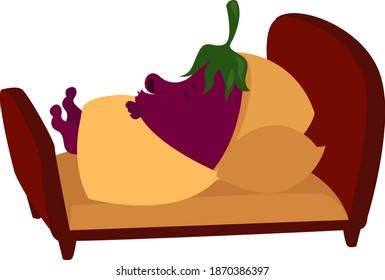 Planta de berenjenas, ilustración, vector sobre fondo blanco.