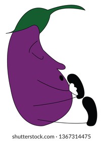 Sleeping eggplant vector or color illustration