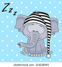 Sleeping Elephant In A Cap 