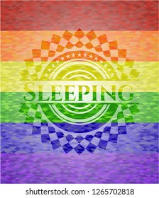 Sleeping emblem on mosaic background with the colors of the LGBT flag