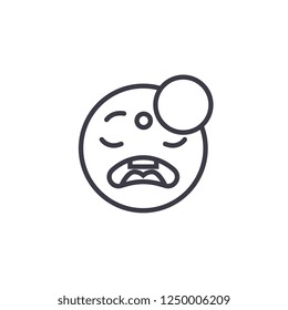 Sleeping Emoji concept line editable vector, concept icon. Sleeping Emoji concept linear emotion illustration