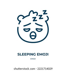 Sleeping emoji icon. Linear vector illustration from emoji collection. Outline sleeping emoji icon vector. Thin line symbol for use on web and mobile apps, logo, print media.