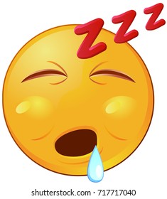 Sleeping emoji with mouth open and saliva vector