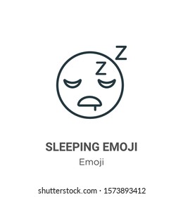 Sleeping emoji outline vector icon. Thin line black sleeping emoji icon, flat vector simple element illustration from editable emoji concept isolated on white background