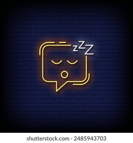 sleeping emoji symbol neon sign vector