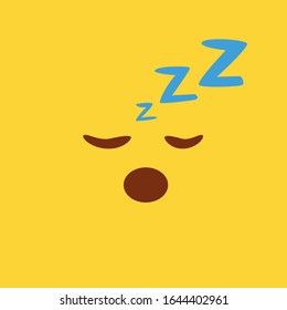 Sleeping emoji in yellow background. Flat style