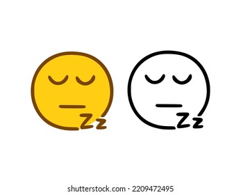Sleeping emoticon in doodle style isolated on white background