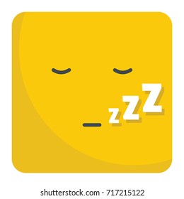 Sleeping emoticon face flat icon vector illustration for design and web isolated on white background. Vector emoticon. Yellow emoticon face.