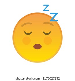 Sleeping emoticon isolated element. Relaxing yellow emoji symbol with closed eyes. Social communication and internet chatting vector sign. Tired smiley face with facial expression in flat style.