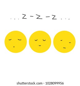 Sleeping emoticons. Vector illustration. Yellow smiles are sleeping.