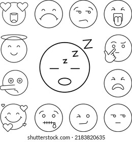 Sleeping, emotions icon in a collection with other items