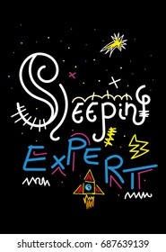 sleeping expert,t-shirt print poster vector illustration