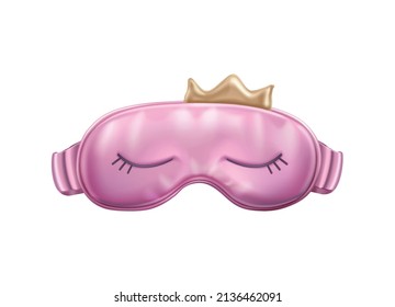 Sleeping eye mask composition with isolated image of fancy soft mask for sleep on blank background vector illustration