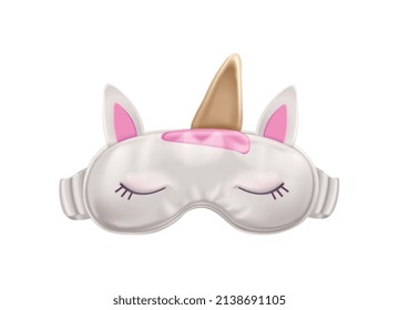 Sleeping eye mask composition with isolated image of fancy soft mask for sleep on blank background vector illustration