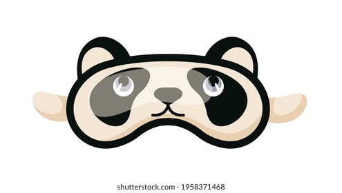 Sleeping eye mask with cute panda muzzle isolated on white background