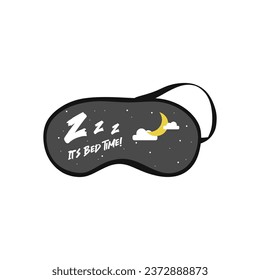 Sleeping eye mask with typographic slogan for mask printing, graphic design.  