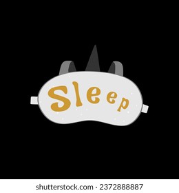 Sleeping eye mask with typographic slogan for mask printing, graphic design.  
