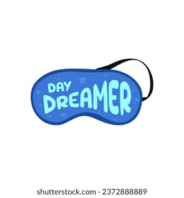 Sleeping eye mask with typographic slogan for mask printing, graphic design.  