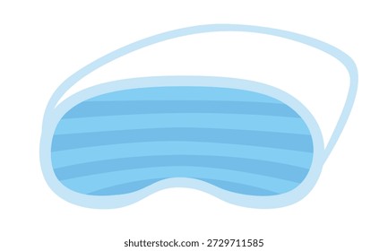Vector de máscara de ojo para dormir en estilo de dibujos animados planos. Simple Clipart de máscara de dormir a rayas azules. Ilustración de accesorio de noche y hora de acostarse aislada.