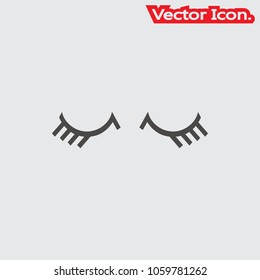 Sleeping eyes outline icon isolated sign symbol and flat style for app, web and digital design. Vector illustration.