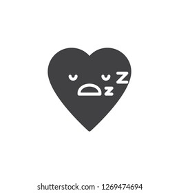 Sleeping Face emoticon vector icon. filled flat sign for mobile concept and web design. Sleeping heart face character emoji solid icon. Symbol, logo illustration. Pixel perfect vector graphics