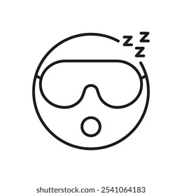 Sleeping Face With Eye Mask And ZZZ Line Icon. Relaxing Sleep Symbol With Eyewear Outline Symbol. Relaxation And Rest Concept. Editable Stroke. Isolated Vector Illustration.