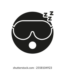 Sleeping Face With Eye Mask And ZZZ Silhouette Icon. Relaxing Sleep Symbol With Eyewear Glyph Symbol. Relaxation And Rest Concept. Isolated Vector Illustration.