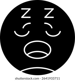 Sleeping Face Glyph Vector Icon Design