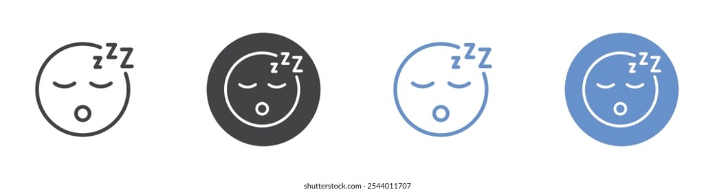 Sleeping face icon Flat set in black and white color