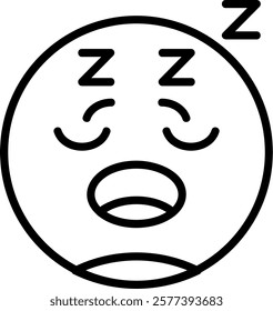 Sleeping Face Line Vector Icon Design