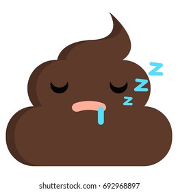 Sleeping face stinky poop shit emoji flat icon, vector sign, colorful pictogram isolated on white. Symbol, logo illustration. Flat style design