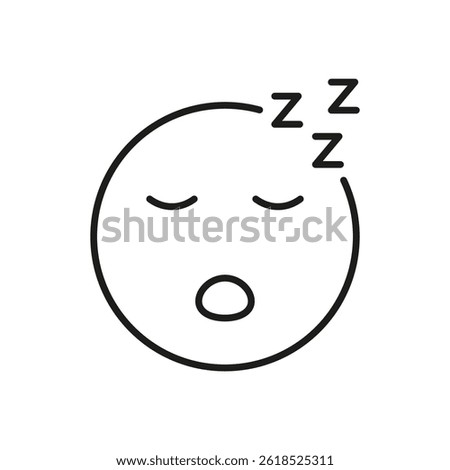 Sleeping Face With Zzz Line Icon. Rest, Sleep, And Relaxation Symbol. Tiredness, Nap, And Snooze Representation. Editable Stroke. Isolated Vector Illustration.