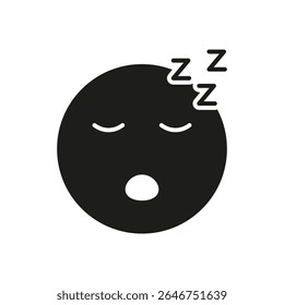 Sleeping Face With Zzz Solid Icon. Sleep, Rest, And Relaxation Silhouette Symbol. Tiredness And Nighttime Representation. Isolated Vector Illustration.