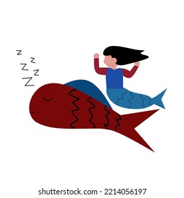 sleeping fish cartoon vector illustration