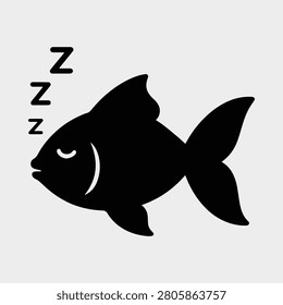 Sleeping fish icon representing rest and quiet ocean life vector illustration