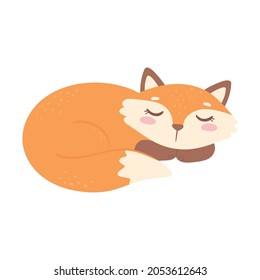 sleeping fox animal icon style