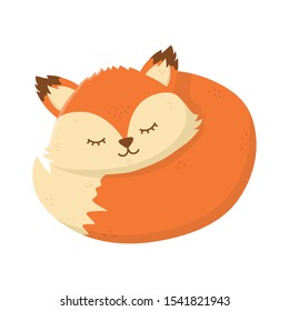 sleeping fox autumn on white background vector illustration