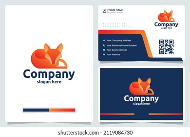sleeping fox ,color gradient, logo design and business card