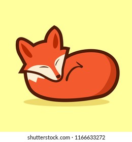 Sleeping Fox is cute, mascot, cute cartoon illustration, logo design, character logo