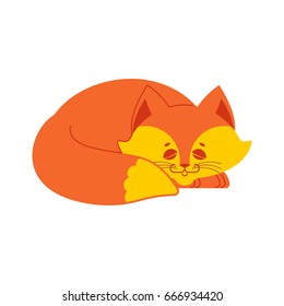 Sleeping fox isolated. asleep wild beast on white background
