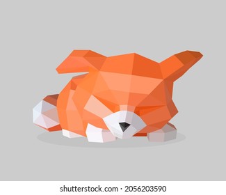 Imagen de arte de polígono de zorro dormido. zorro de bajo polo 3D en ilustración vectorial