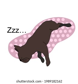 Sleeping French bulldog on pink bed