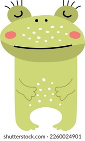 Sleeping frog. Happy green animal. Baby nursery character