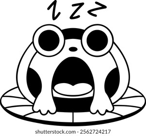 Sleeping frog illustration on lily pad, evoking peaceful vibe