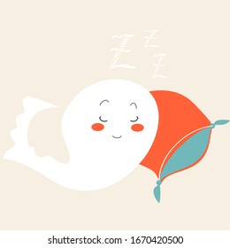 Sleeping ghost, illustration, vector on white background.
