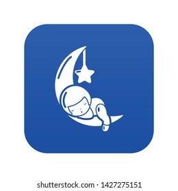 Sleeping girl icon blue vector isolated on white background