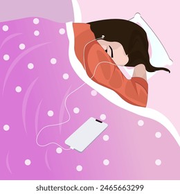 Sleeping Girl With Mobile Phone..